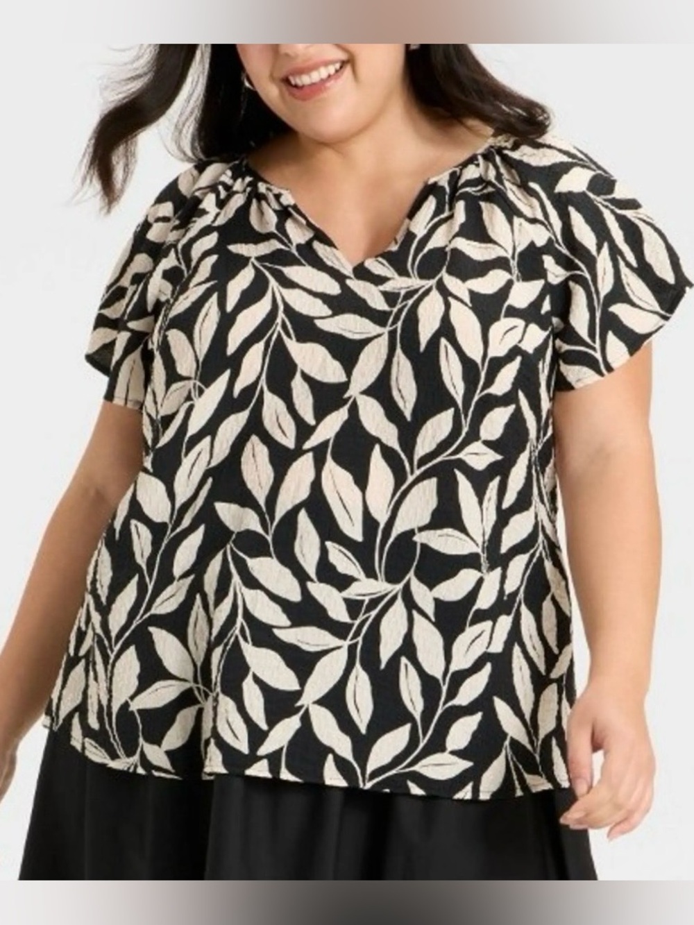 Ava & Viv Plus Size 3X Blouse Black & White Botanical – NWT Women's